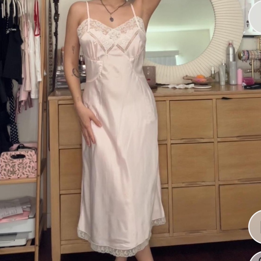 Light Pink Night Gown with Lace Detail